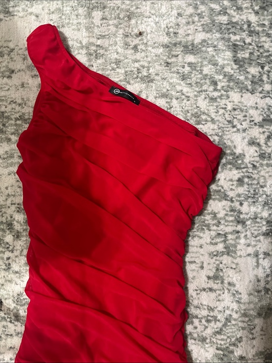 PrettyGarden Dresses & Skirts - Elegant One-Shoulder Red Ruched Dress